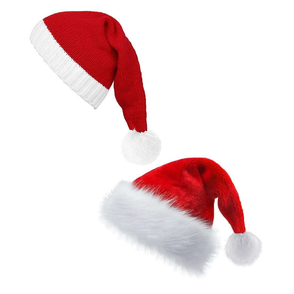 3357 Knitted Santa Hat for Adult Bundle with Classic Santa hat for Kids
